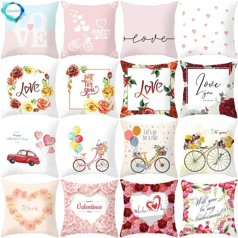 Axyaa Valentine's Day Parchment Pillow Set for Home Sofa, Square Pillowcase