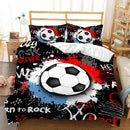 Axyaa Kids Soccer Duvet Cover Set - Queen Size Sports Bedding for Boys Girls