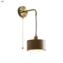 Axyaa Ash Wood LED Wall Lamp with Pull Chain Switch and Adjustable Copper Socket