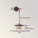 Axyaa Wabi Sabi LED Wall Light Yellow Travertine Stone Wooden Bedside Lamp