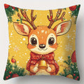 Axyaa Christmas Pillowcase Set: Snowman, Fawn, Garland, Christmas Tree Print