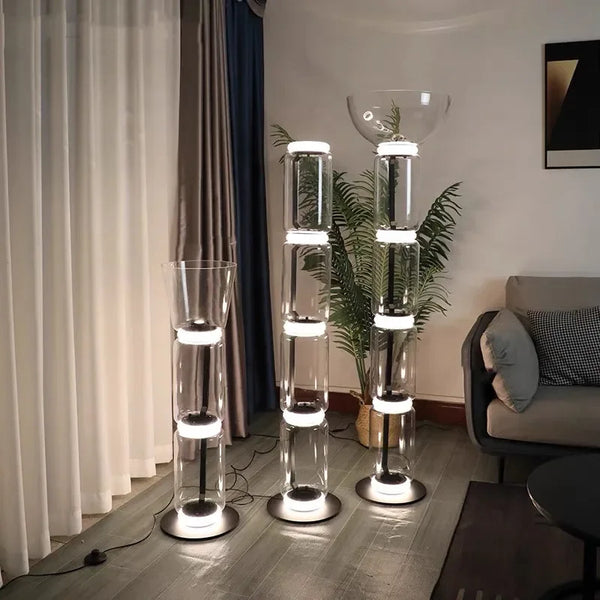 Axyaa Modern Glass Floor Lamp LED Lighting for Living Room Bedroom