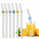 Axyaa Glass Straw Set: 6 Reusable Smoothie Cocktails Straws with Cleaning Brush