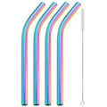 Axyaa Stainless Steel Wide Bent Straw Set with Cleaning Brush
