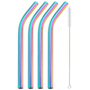Axyaa Stainless Steel Wide Bent Straw Set with Cleaning Brush