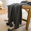 Axyaa Nordic Chunky Knit Blanket with Tassel for Bed Sofa Couch Embossed Waffle Pattern