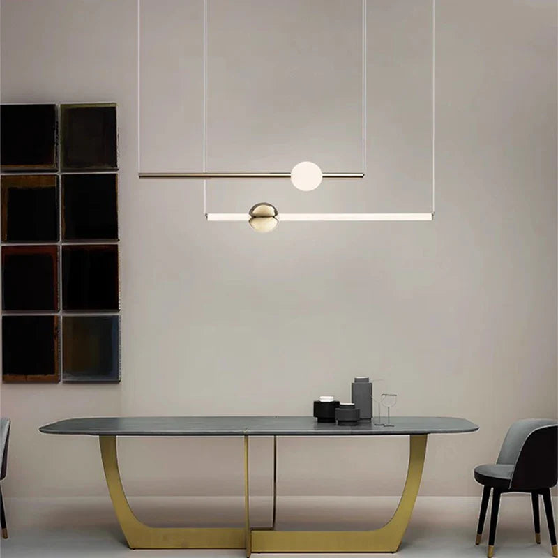 Axyaa Minimalist Modern Art Line Chandelier for Restaurant and Exhibition Hall