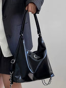 Axyaa Black Leather Multi-Purpose Shoulder Bag - Stylish College Commuter Handbag