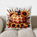 Axyaa Halloween Pumpkins & Wreath Decor Pillow Cover for Sofa, Bedroom, Car