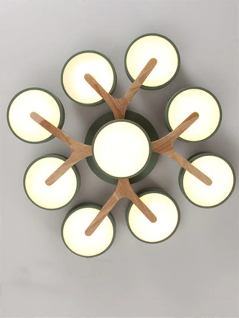 Axyaa Wood Art Tree Branch LED Chandelier for Modern Living Room and Bedroom.