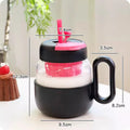 Kawaii Glass Cup with Lid and Straw by Axyaa: Large Aesthetic Drink Bottle