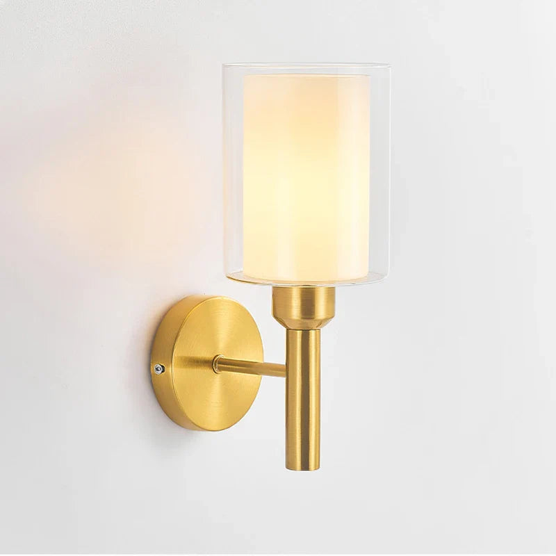 Axyaa Brass Glass Wall Sconce Lamp for Home Art Deco Interiors