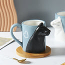 Axyaa 3D Cartoon Cat Ceramic Mug with Handle - Irregular Coffee Cup, Home Office Drinkware