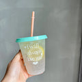 Axyaa Transparent Plastic Straw Coffee Cup, Large Capacity & Reusable