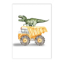 Axyaa Dinosaur Truck Tractor Excavator Wall Art Canvas, Boy Room Decor Nordic Posters