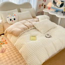 Axyaa Winter Warm Striped Rabbit Plush Four-piece Bed Sheet