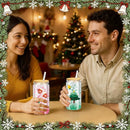 Axyaa 16oz Double Wall Snow Globe Tumbler with Bamboo Lid and Straw