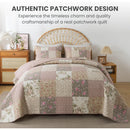 Axyaa Pink Flower Patchwork Quilt Set Twin - Country Shabby Chic Bedding