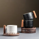 Axyaa Ceramic Kung Fu Teacup in Frosted Finish with Wooden Handle