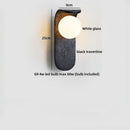 Axyaa White Glass Ball LED Wall Sconce Black Travertine Light Fixture