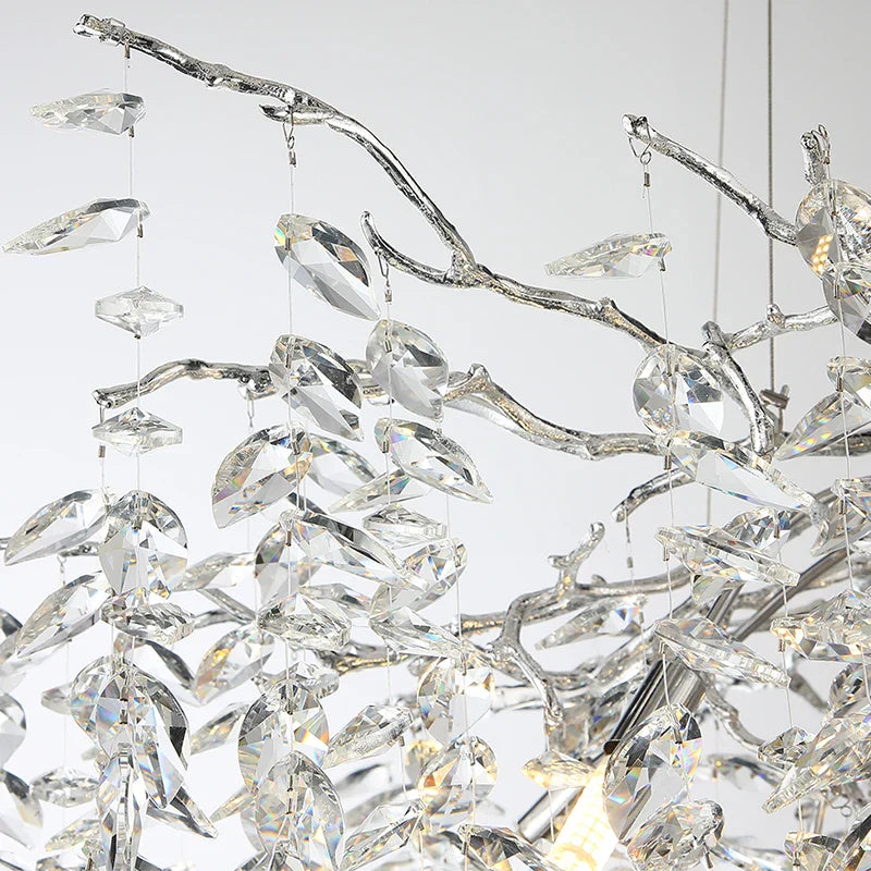 Axyaa Nordic Silver Crystal Chandelier Pendant Light - Elegant Luxury Design