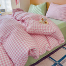 Axyaa Pink Plaid Bedding Set 2025 - Twin/Full/Queen Size - Girls Bed Sheet Set