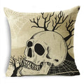 Axyaa Skull Pumpkin Printed Linen Throw Pillowcase for Living Room Party