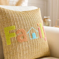 Embroidered Happy Home Pillow Cover by Axyaa for Living Room & Bedroom