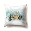 Axyaa Winter Snow Scene Print Pillow Cover for Home Decor 45X45CM