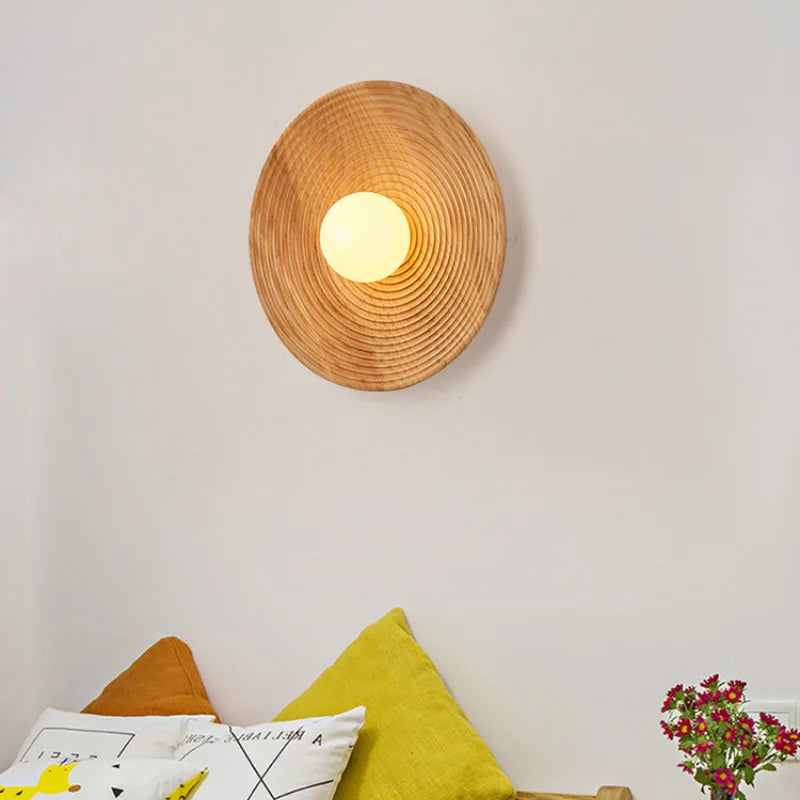 Axyaa Retro Solid Wood Wall Lamp for Bedroom, Staircase, Corridor, Aisle