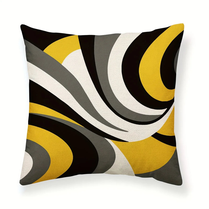 Abstract Geometric Printing Pillowcase in Yellow, Black, White, Gray for Axyaa Pillows