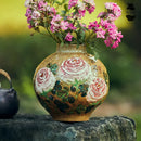Axyaa Rose Hand-Painted Ceramic Vase for Living Room Decoration and Flower Arrangement