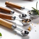 Axyaa Measuring Spoons & Cups Set Wood Handle Stainless Steel Baking Tools