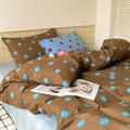 Axyaa Retro Dot Mixed Color Duvet Cover Set, Queen Size, Washed Cotton, Skin-friendly