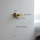 Axyaa Vintage LED Wall Lamp Pull Chain Switch Plug, Walnut Ash Wood Copper