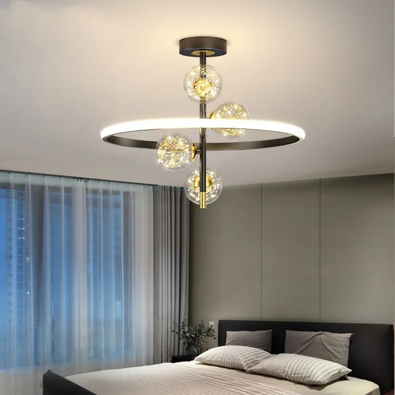 Axya Black&Gold LED Chandelier Ceiling Light for Bedroom Living Room Kitchen