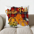 Axyaa Autumn Plaid Pumpkin Decorative Pillow Cover for Sofa, Bedroom, Car