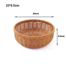 Axyaa Retro Rattan Fruit Plate | Handheld Woven Snack Basket & Candy Organizer