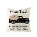 Pink Truck Flower Print Cushion Cover 45x45cm - Axyaa
