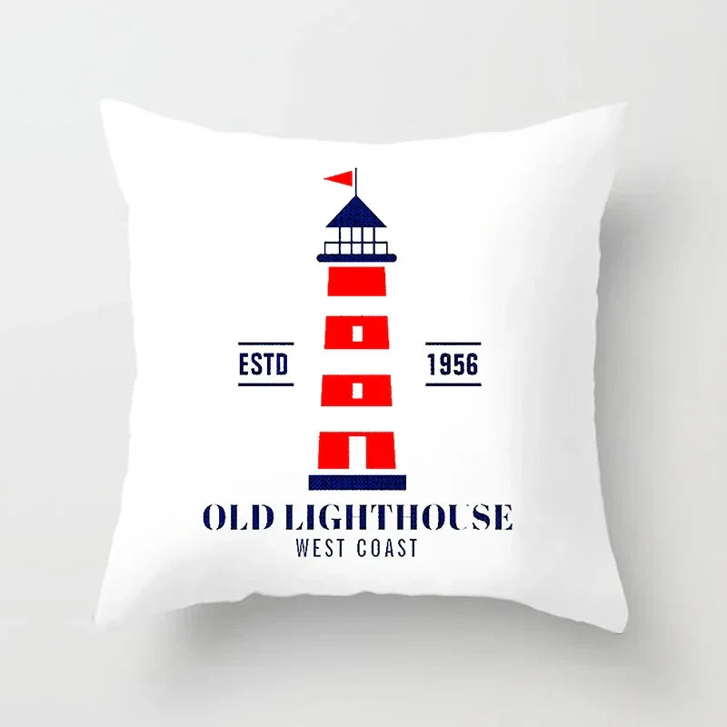 Axyaa Blue Mediterranean Compass Anchor Pillow Cover 45x45cm