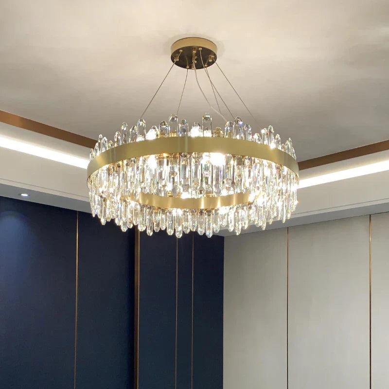 Axyaa Crystal Chandelier: Elegant Modern Lighting for Living Room, Bedroom, and Restaurant