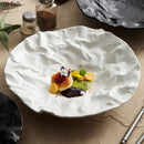 Axya Ceramic Dinner Plate Set for Home Kitchen & Restaurant - Wrinkled Texture, Steak, Salad & Snack Plates