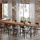 Axyaa Rectangular Counter Height Dining Table for 6 with Metal Footrest, 35.43" Tall
