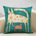 Axyaa Funny Cat Cartoon Pillowcase Linen Cushion Cover for Kids Nursery