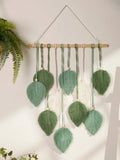 Axyaa Leaf Macrame Tapestry Brown Green Wall Hanging Boho Home Decor Aesthetic Gift