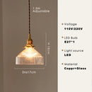 Axyaa Nordic Glass Copper Pendant Lamp with Walnut Wood Finish