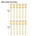 Axyaa Stainless Steel Coffee Tea Fruit Fork Set, 6/12Pcs Gold Sliverware Cake Ice Cream