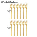 Axyaa Stainless Steel Coffee Tea Fruit Fork Set, 6/12Pcs Gold Sliverware Cake Ice Cream