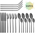 Axyaa 20-Piece Stainless Steel Gold Cutlery Set and Metal Straw Kit