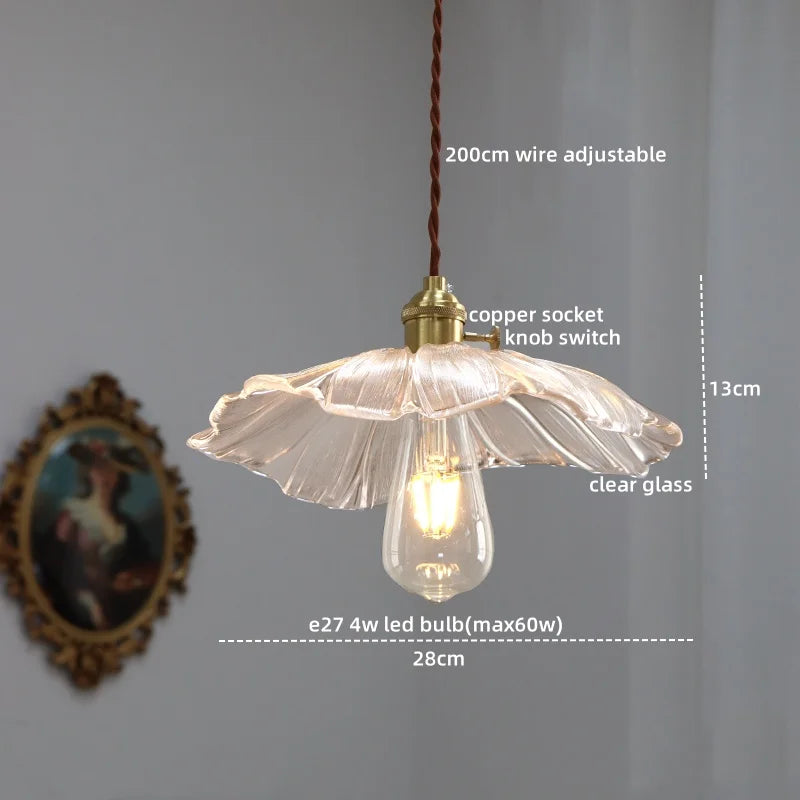 Axyaa Modern LED Glass Copper Pendant Light with Knob Switch